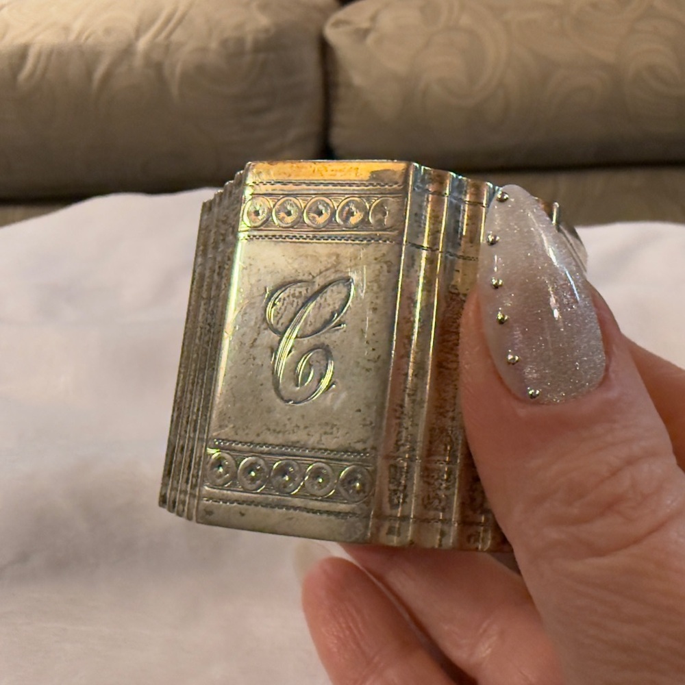Sterling Silver Gotham Silversmiths Monogram Napkin Ring Initial C